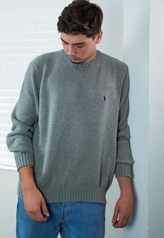 VINTAGE POLO RALPH LAUREN JUMPER SWEATER LOGO 90S XXL 21.3
