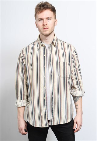 VINTAGE CORDUROY CORD STRIPED SHIRT