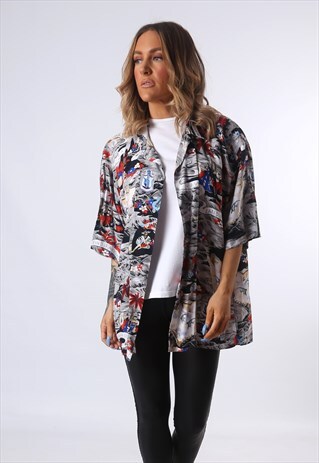 PRINT PATTERNED SHIRT OVERSIZED FITTED UK 20 (E4W)