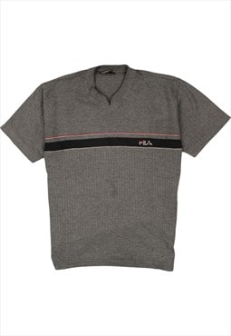Vintage 90's Fila T Shirt Short Sleeve V Neck