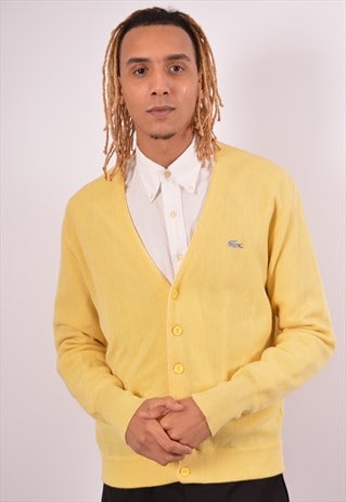 yellow lacoste cardigan