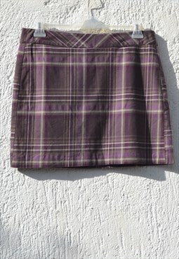 Vintage purple/brown/white plaided mini skirt