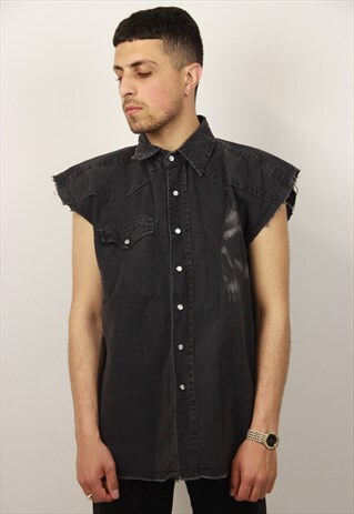 VINTAGE DENIM SLEEVELESS SHIRT