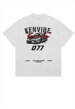 Racing t-shirt utility tee grunge gorpcore top in in white