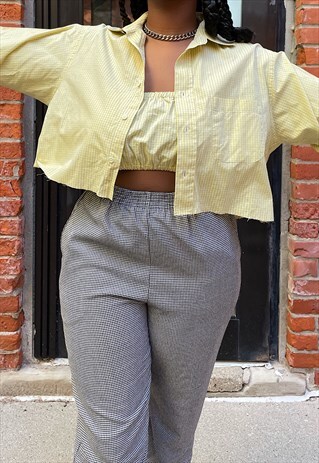 VINTAGE 80S BURBERRY YELLOW WINDOWPANE CROP SET