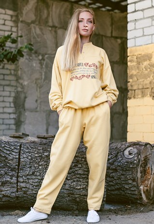 VINTAGE 80S YELLOW TWO PIECE SUIT