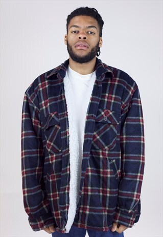 VINTAGE 90S FLEECE PADDED FLANNEL JACKET