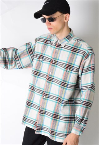 VINTAGE 80S COLOURFUL CHECK LONG SLEEVE SHIRT