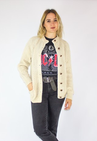 VINTAGE PURE WOOL ARAN CARDIGAN