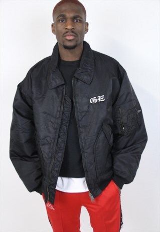 VINTAGE 90S BLACK BOMBER JACKET