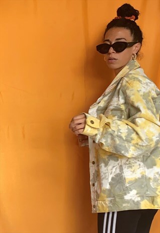 VINTAGE REWORKED DENIM TIE DYE BLEACHED JACKET