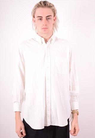 BURBERRY MENS VINTAGE SHIRT MEDIUM WHITE 90S