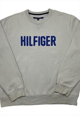 TOMMY HILFIGER VINTAGE LIGHT GREY SPELLOUT SWEATSHIRT