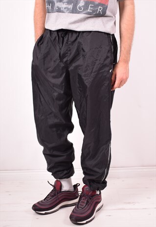 NIKE MENS VINTAGE TRACKSUIT TROUSERS XL BLACK 90S