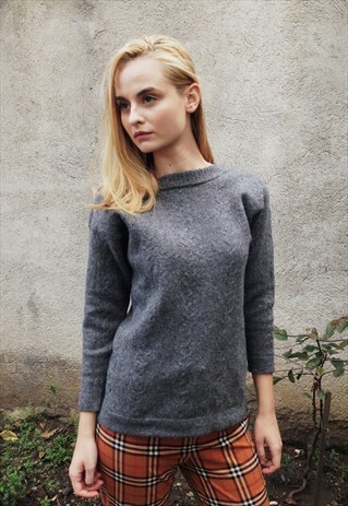 90S GREY WOOL BLEND SWEATER