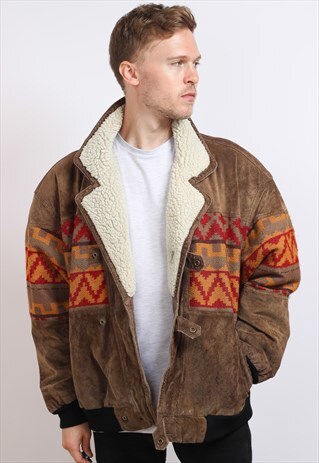 VINTAGE AZTEC FLEECE LINED JACKET