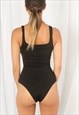 SQUARE NECK BODYSUIT IN BLACK