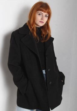 Vintage  90's Pea Coat Jacket Black