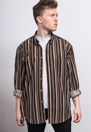 VINTAGE CORDUROY CORD STRIPED SHIRT