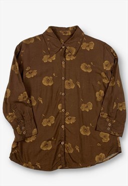 Vintage floral pattern shirt brown medium BV19669