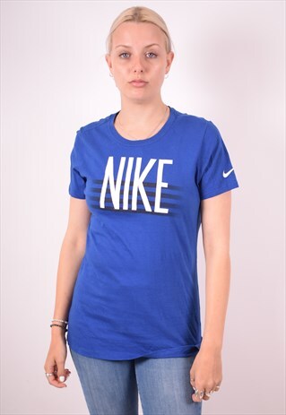 NIKE WOMENS VINTAGE T-SHIRT TOP LARGE BLUE 90S