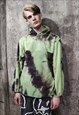 TIE-DYE FLEECE HOODIE BEAM GRADIENT PULLOVER IN GREEN BLACK