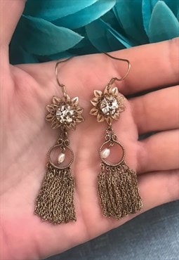 Bronze Flower Dangle Earrings
