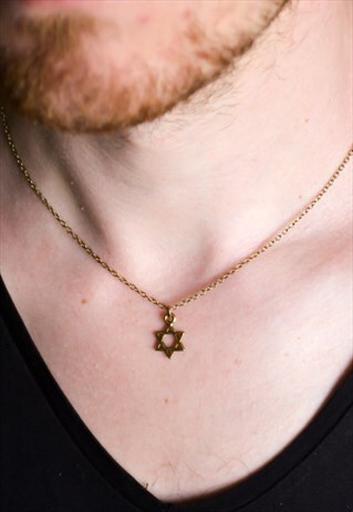 BRONZE STAR OF DAVID CHAIN NECKLACE FOR MEN JEWISH STAR MENS