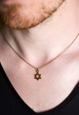 Bronze Star of David chain necklace for men jewish star mens