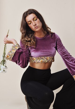 PURPLE VELVET BELL SLEEVE