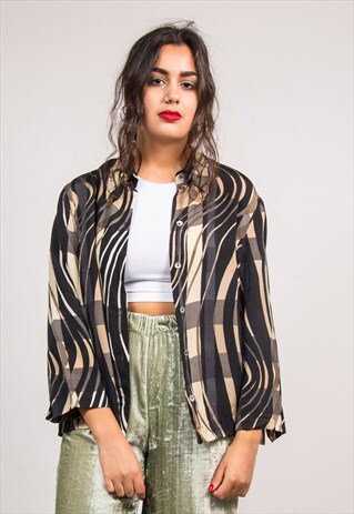 90'S VINTAGE WAVEY PATTERN BLOUSE SHIRT