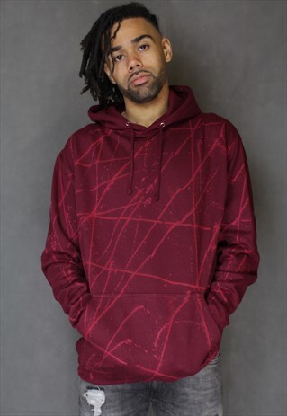 HOODIE IN BURGUNDY WITH CUSTOM ACID WASH