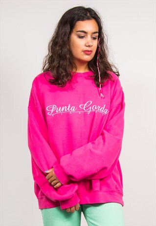 VINTAGE 90'S PINK FLORIDA USA SWEATER JUMPER