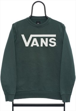 Vintage Vans Spellout Green Sweatshirt Mens