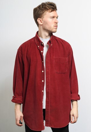 VINTAGE CORDUROY CORD SHIRT RED