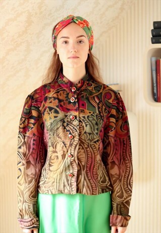 BROWN AND CHERRY LIGHT WOOL VINTAGE JACKET