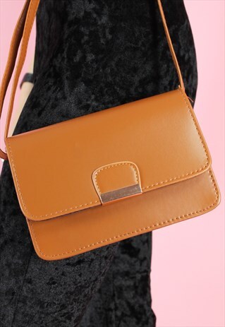 VINTAGE INSPIRED BAG CROSS BODY IN BROWN FAUX LEATHER