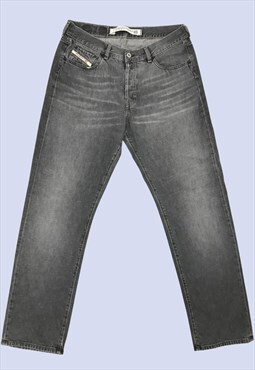 Grey Distressed Acid Washed Mens Retro Jeans 