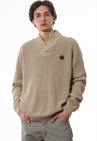 VINTAGE FRED PERRY SWEATER BEIGE KNIT KNITTED