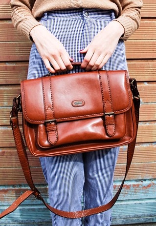 VINTAGE REAL LEATHER SATCHEL