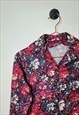 VINTAGE 1970'S DITSY PRINT FLORAL BLOUSE PINK PURPLE