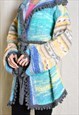 VINTAGE 80S COLOURFUL PASTEL KNIT BELL SLEEVE CARDIGAN