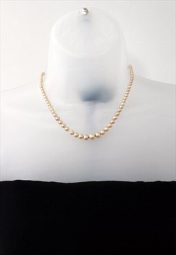 Vintage 1980s Pompadour Faux Champagne Pearl Necklace