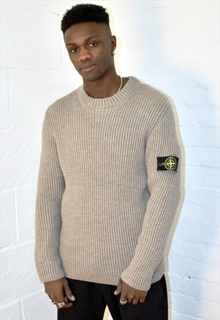 RARE VINTAGE STONE ISLAND CREW NECK KNIT RIBBED SWEATER