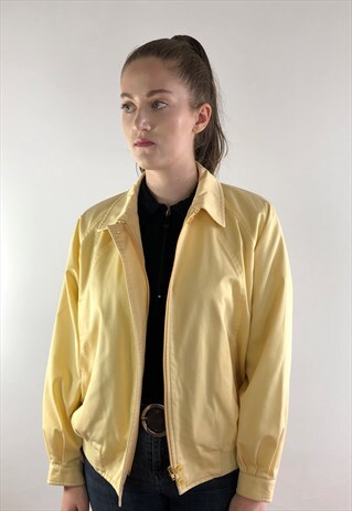 WOMENS VINTAGE BURBERRYS JACKET YELLOW HARRINGTON COAT