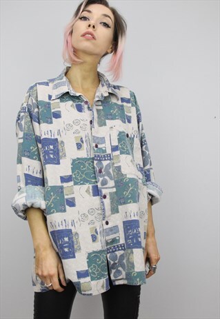 VINTAGE 80S/90S OVERSIZED PATTERNED SHIRT