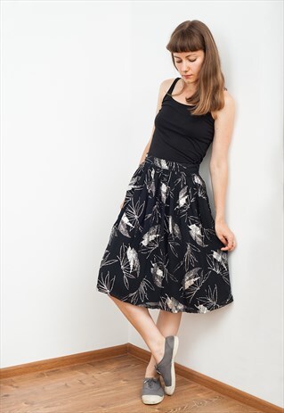 80'S SILVER GLITTER PRINT FULL SKIRT