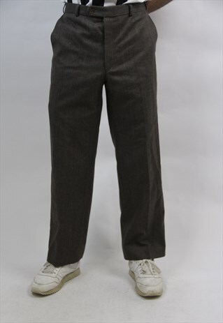 VINTAGE CHECK GREY WOOLEN TROUSERS