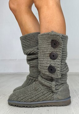 Vintage Y2k Ugg Boots Knit Knee High Leg Warmer Style 