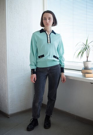VINTAGE 70'S MINT GREEN JUMPER